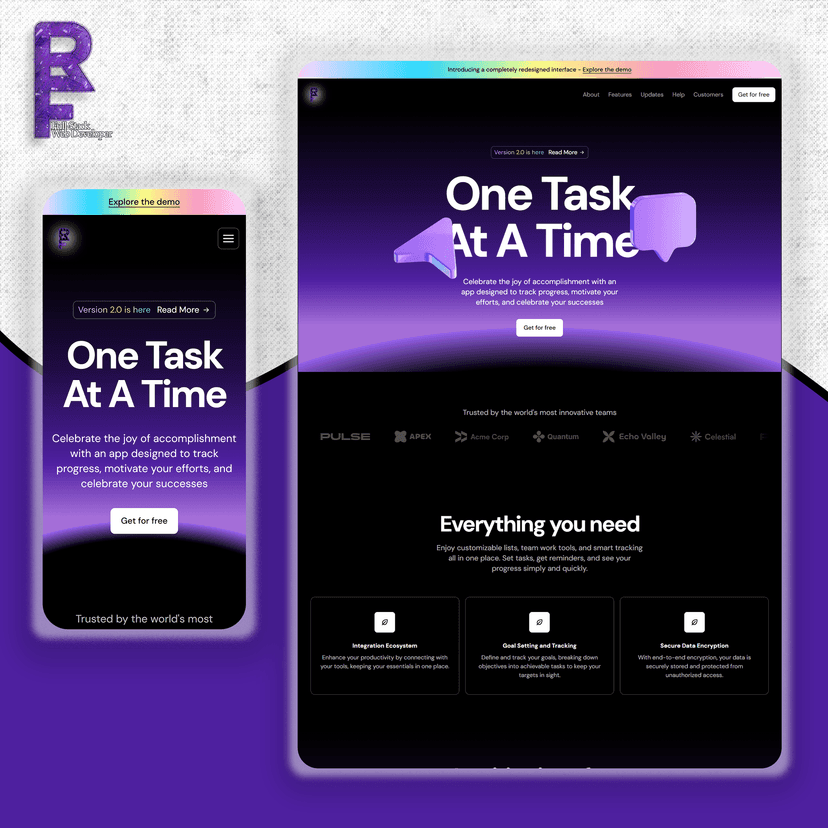 Trendy dark theme SASS website